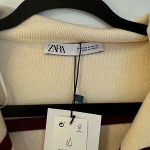 Zara Sweater Cream with Red Stripes (Size M) NWT